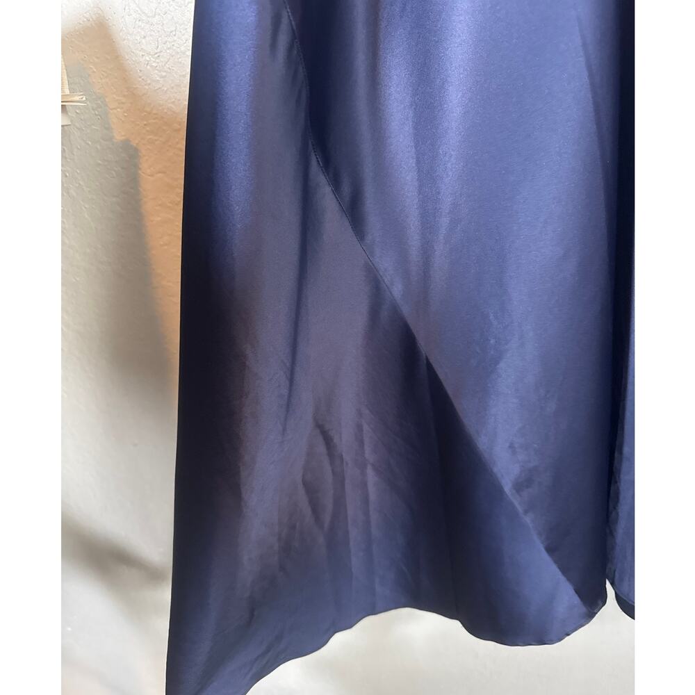 Natori Slip Dress Satin Dark Blue Glamour Scoop Neck Women XL Minimalist Strappy - Picture 5 of 7